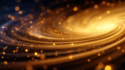 Wall Mural - Swirling golden cosmic vortex with sparkling particles creating a mesmerizing celestial scene