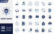 © ARIF MIFTAHUL ANWAR - Energy Saving Icon set. Containing icons: Energy Costs, Power Consumption Level, Green House and more. Vector illustration