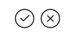 © Muhammad - Tick and Cross checkmark vector icons in line style design for website design, app, UI, isolated on white background. Editable stroke. EPS 10 vector illustration.