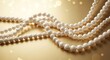© anggoen - Elegant Pearl Necklace on Gold Background - A Timeless Beauty.