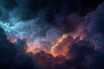 Wall Mural - Vibrant Celestial Canopy: A Colorful Dramatic Sky Filled with Dazzling Stars and Cosmic Wonders