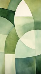 Wall Mural - Green abstract painting shape.