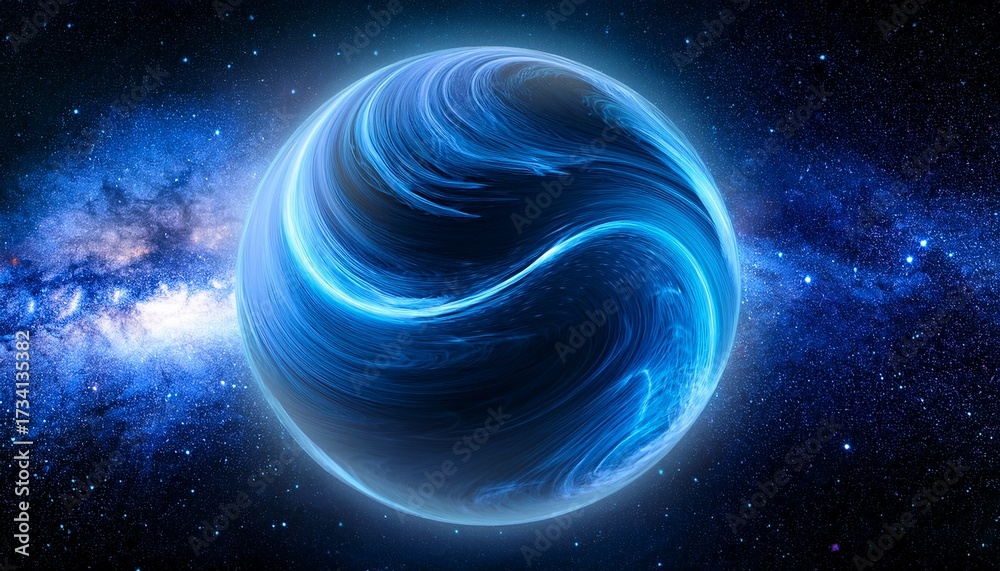 Bioluminescent Iris In Outer Space Nebula Glowing Blue Swirling Orb ...