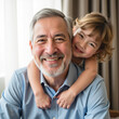 © Jari.art - Happy grandfather and granddaughter sharing joyful moment together, showcasing love and connection in cozy indoor setting