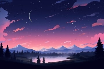 Wall Mural - Night landscape astronomy outdoors.