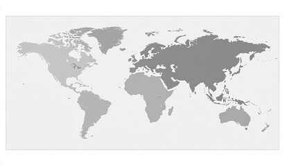  World map with shaded regions.  A grayscale world map, continents are shaded with varying tones of gray, suggesting a possible data visualization or categorized regional information