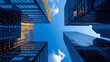 © Mahemud - A financial district view looking up at modern skyscrapers in downtown Toronto, Ontario, Canada.