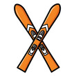 © png stock  - Crossed orange skis with white stripes ready for winter snow sports