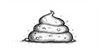 © realone - Black and white sketch of a poop, a comedic and ironic representation