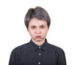 © 1STunningART - Annoyed and irritated young female hipster blowing her cheeks, and frowning face, feels frustrated. Fatigue woman, boredom expression portrait isolated on transparent background