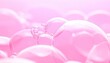 © nisa - Close-Up of Pink Bubbles with Reflective Surfaces and Rounded Shapes against a Soft Pink Background for Cosmetic Product Mockup