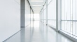 Abstract Blurred Bright Empty Corridor with Window Light Architecture Interior