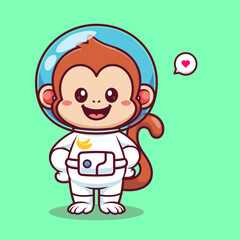 Wall Mural - Cute Astronaut Monkey Cartoon