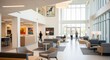 © Ofida Studio - Modern Bright Interior Lobby Lounge Waiting Area with Artwork and People
