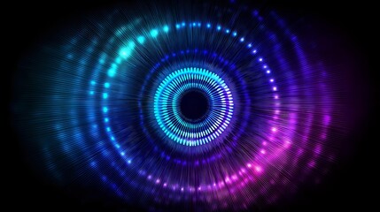 Wall Mural - Abstract glowing diffraction lens pattern with radiant rings