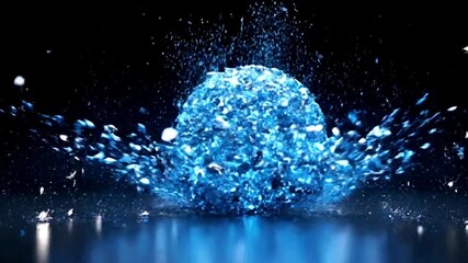 Dynamic Blue Basketball Particle Effect on Reflective Surface