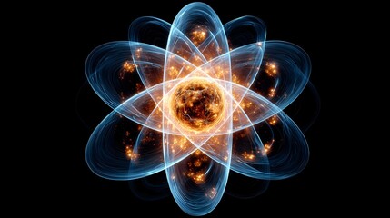 Wall Mural - Radiant atomic orbitals glowing as scientific abstract design