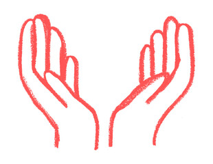 Wall Mural - Praying Hands Icon Crayon Chalk Drawing Doodle Vector