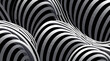 © Wisnu505 - Abstract black and white striped pattern creating a wavy, three-dimensional optical illusion with depth and dynamic movement.