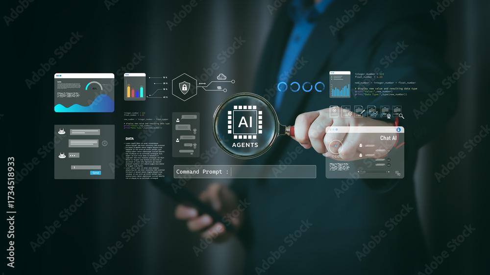 AI agents interact with digital data interfaces for processing and ...