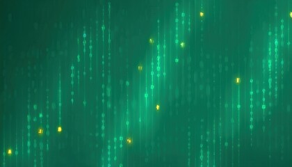 Wall Mural - glowing green night sky with hanging luminous stars and dreamy abstract backdrop for festive wallpaper or banner copy space