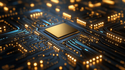 Chrome and Gold RAM Memory Chip Icon - Tech Hardware Graphic Element