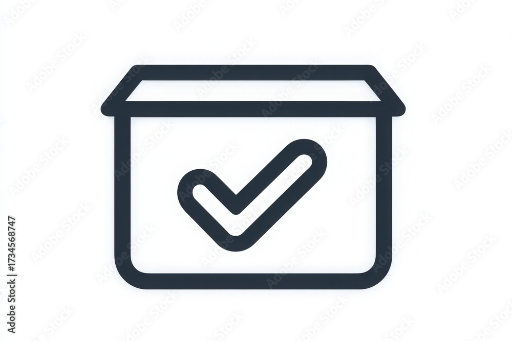 A simple design shows a box with a check mark inside. This symbol often represents tasks that are completed or approved. It has a clean and modern look, ideal for various contexts.