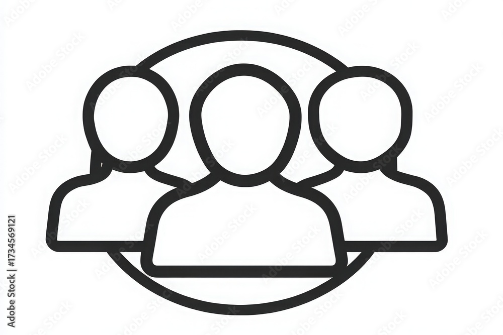 This graphic features three stylized figures inside a circular outline, symbolizing unity, community, and collaboration. The simple design highlights teamwork and connection among individuals.