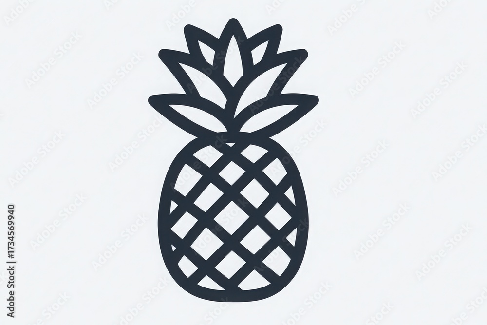 This illustration features a pineapple with a geometric design. The fruit showcases a textured body and broad leaves that extend from the top.