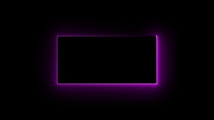 Wall Mural - Abstract glowing neon light rectangle border frame animation. Neon Rectangle Border . Neon rectangle frame ON Black background.. 4k animation video............