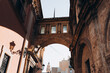 Archway connecting Valencia cathedral and Royal Basilica of Our Lady of the Forsaken in Valencia historical center Spain