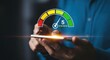 © Glory - Customer satisfaction meter with five stars on smartphone rating review