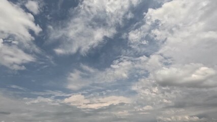 Wall Mural - Incredibly beautiful cumulus textured clouds moves and dance under blue sky with interspersed clouds Timelapse mode.