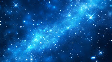 Wall Mural - A vibrant blue wallpaper with sparkling stars in a starry sky 