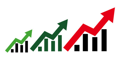 Business growth chart with red arrow showing financial success