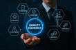 © Kalpona - Business Hand Showing Quality Assurance Diagram with Workflow Icons