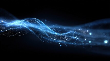 Wall Mural -   A black background with blue lights emanating from the center on the right side of the image