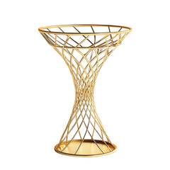 Elegant gold wire pedestal stand isolated on transparent background
