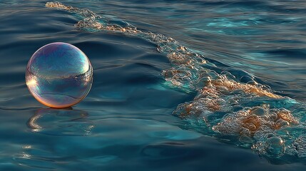 Wall Mural -   A large object drifting atop a body of water near a small object amidst the vast ocean