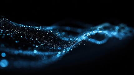 Wall Mural -    blue lights on a dark background with a distinct wave of light at its center