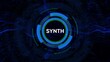 ©  Fluxora - Abstract digital circular interface with the word SYNTH in the center and blue wave patterns technology