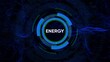 ©  Fluxora - Futuristic Digital Energy Interface with Glowing Blue and Green Concentric Circles and Text power electricity