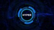 ©  Fluxora - Futuristic Digital HUD Interface with Glowing Neon Circles and the Word HYPER technology