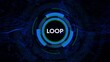©  Fluxora - Futuristic Sci Fi HUD Circle Interface with the word LOP in the center on a dark abstract background
