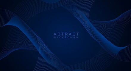 Sleek deep blue abstract background with futuristic wavy lines and soft glowing light effect