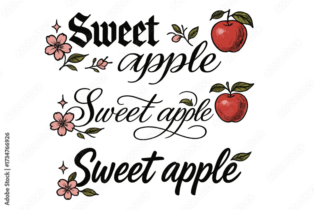 Sweet Apple Variations. Sweet apple. Create a calligraphy lettering ...