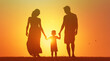 © kieferpix - Happy family together, parents with their little child at sunset