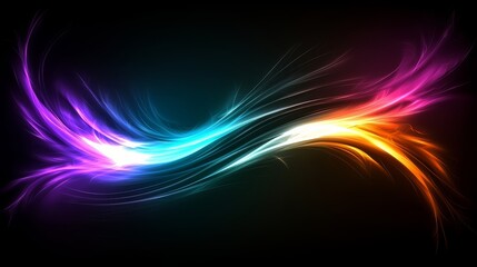 Wall Mural - Colorful, swirling line of light that is purple, blue, and orange. The line is very long and seems to be moving