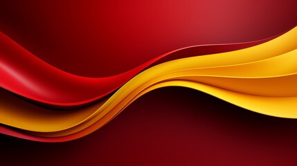 Wall Mural - Red and yellow wave with a red background. The wave is long and curvy, and the colors are vibrant and bold. Concept of energy and movement, as if the wave is in motion