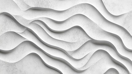 Wall Mural - The image is a white and gray wave with a lot of texture. The waves are very long and seem to be made of concrete. The texture of the waves gives the image a very unique and interesting look